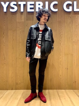 「ロックコーデ」｜「アイテム（ブルゾン）」を使った、ikechanさん（メンズ・171cm）の冬コーディネート