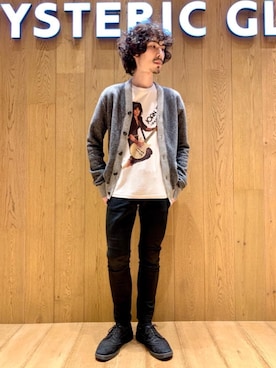 カーディガン ボレロを使った 黒スキニー のメンズ人気ファッションコーディネート Wear