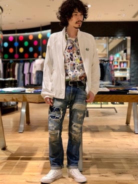 「アロハシャツ」｜「アイテム（ブルゾン）」を使った、ikechanさん（メンズ・171cm）の春コーディネート