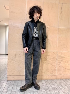 「レザーコーデ」｜「アイテム（その他アウター）」を使った、ikechanさん（メンズ・171cm）の冬コーディネート