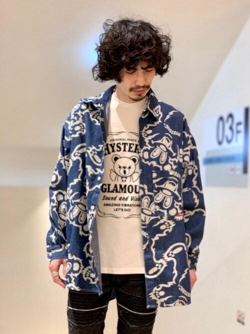ヒステリックグラマー オーバーサイズ デニムシャツ ベアー