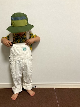「柄シャツ」｜「アイテム（オールインワン・サロペット）」を使った、kitakunjrさん（キッズ・90cm）の夏コーディネート