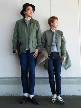 「BEAMS（ビームス）のアイテム（モカシン/デッキシューズ）」を使った、YO-TAさん（メンズ・178cm）の冬コーディネート