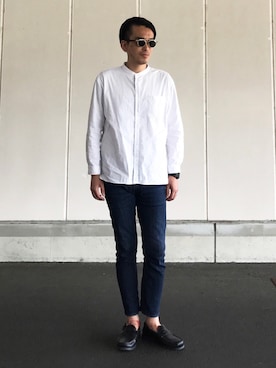 「BEAMS（ビームス）のアイテム（モカシン/デッキシューズ）」を使った、YO-TAさん（メンズ・178cm）の夏コーディネート