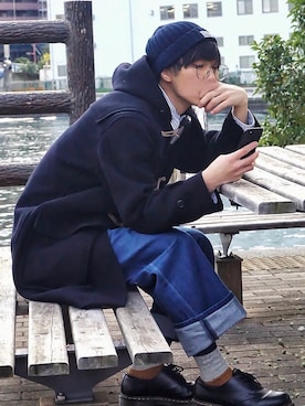 ダッフルコートを使った ネイビー のメンズ人気ファッションコーディネート Wear