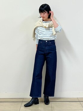 「human woman（ヒューマンウーマン）のアイテム（デニムパンツ）」を使った、natsukiさん（レディース・156cm）の冬コーディネート