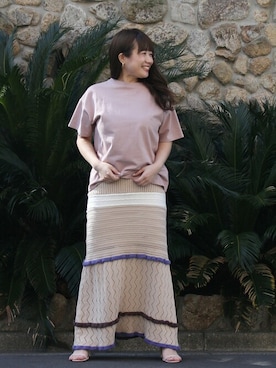 「透かし編みニット」｜MIDORIさん（レディース・155cm）の夏コーディネート