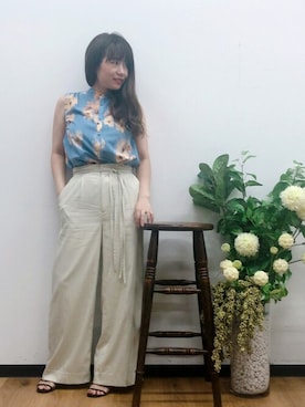 「DRWCYS（ドロシーズ）のアイテム（パンツ）」を使った、MIDORIさん（レディース・155cm）の夏コーディネート