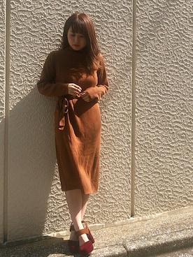 「DRWCYS（ドロシーズ）のアイテム（ワンピース）」を使った、MIDORIさん（レディース・155cm）の秋コーディネート