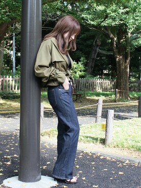 「DRWCYS（ドロシーズ）のアイテム（ジャケット/アウター）」を使った、MIDORIさん（レディース・155cm）の秋コーディネート