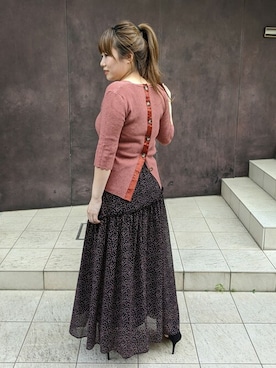 「透かし編みニット」｜MIDORIさん（レディース・155cm）の秋コーディネート