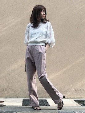 「DRWCYS（ドロシーズ）のアイテム（パンツ）」を使った、MIDORIさん（レディース・155cm）の春コーディネート