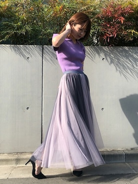 「DRWCYS（ドロシーズ）のアイテム（スカート）」を使った、MIDORIさん（レディース・155cm）の春コーディネート