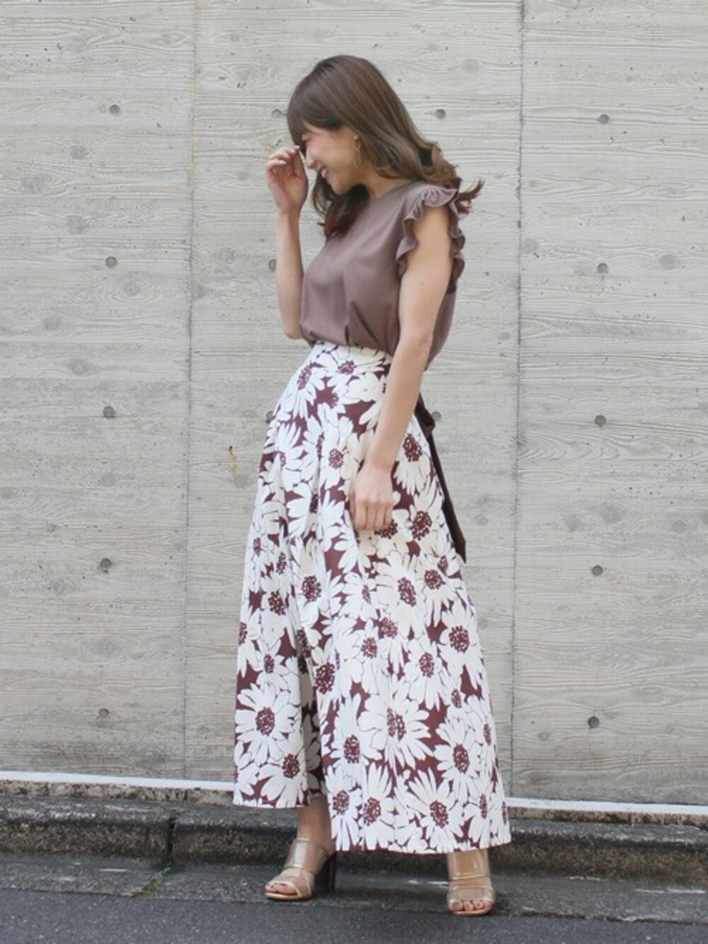 DRWCYSドロシーズ　フラワープリントバックリボンスカート　花柄ロングスカート