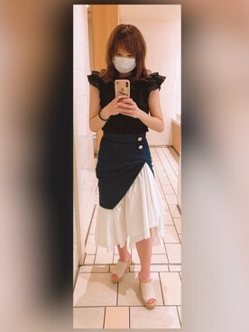 Akiko 使用「eimy istoire（EM pearlレイヤードスカート）」的時尚穿搭