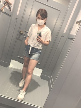 「PULL&BEAR（プルアンドベア）のアイテム（シューズ）」を使った、ねこさん（レディース・149cm）の春コーディネート