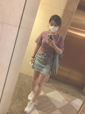 「PULL&BEAR（プルアンドベア）のアイテム（シューズ）」を使った、ねこさん（レディース・149cm）の夏コーディネート