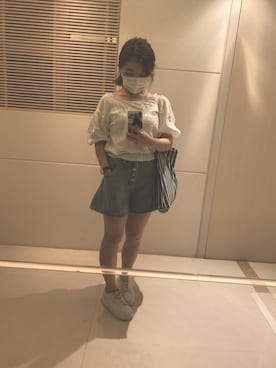 「PULL&BEAR（プルアンドベア）のアイテム（シューズ）」を使った、ねこさん（レディース・149cm）の夏コーディネート
