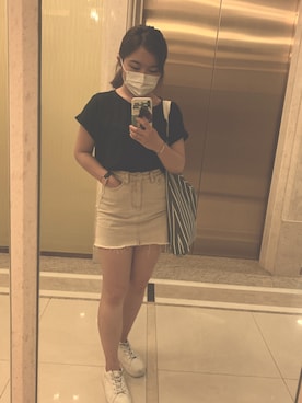 「PULL&BEAR（プルアンドベア）のアイテム（シューズ）」を使った、ねこさん（レディース・149cm）の夏コーディネート