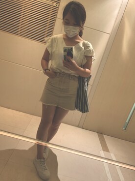 「PULL&BEAR（プルアンドベア）のアイテム（シューズ）」を使った、ねこさん（レディース・149cm）の夏コーディネート