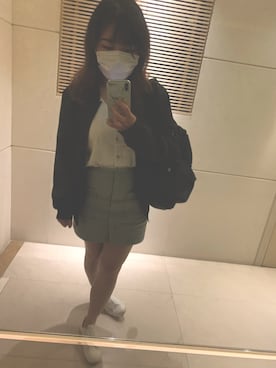 「GU（ジーユー）のクリーンキャンバススニーカー（スニーカー）」を使った、ねこさん（レディース・149cm）の春コーディネート