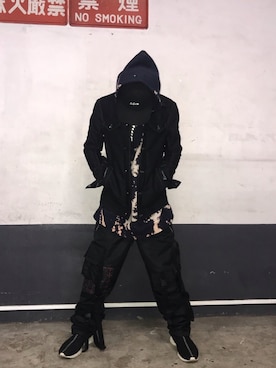「ISAMU KATAYAMA BACKLASH（イサムカタヤマバックラッシュ）のアイテム（帽子）」を使った、yoshiaki matsufujiさん（メンズ・165cm）の冬コーディネート