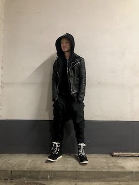 「ISAMU KATAYAMA BACKLASH（イサムカタヤマバックラッシュ）のアイテム（ブーツ）」を使った、yoshiaki matsufujiさん（メンズ・165cm）の冬コーディネート