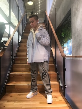 「ROYAL FLASH（ロイヤルフラッシュ）のアイテム（パーカー）」を使った、yoshiaki matsufujiさん（メンズ・165cm）の春コーディネート