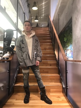 「ISAMU KATAYAMA BACKLASH（イサムカタヤマバックラッシュ）のアイテム」を使った、yoshiaki matsufujiさん（メンズ・165cm）の春コーディネート
