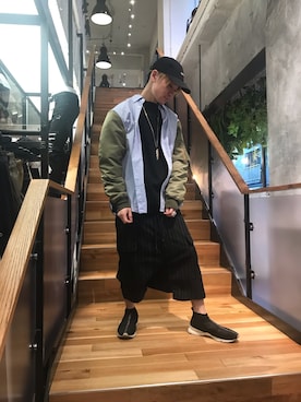「ISAMU KATAYAMA BACKLASH（イサムカタヤマバックラッシュ）のアイテム（パンツ）」を使った、yoshiaki matsufujiさん（メンズ・165cm）の春コーディネート