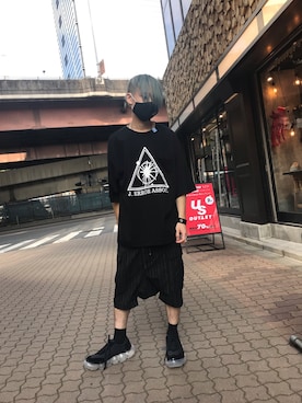 「ISAMU KATAYAMA BACKLASH（イサムカタヤマバックラッシュ）のアイテム（パンツ）」を使った、yoshiaki matsufujiさん（メンズ・165cm）の夏コーディネート