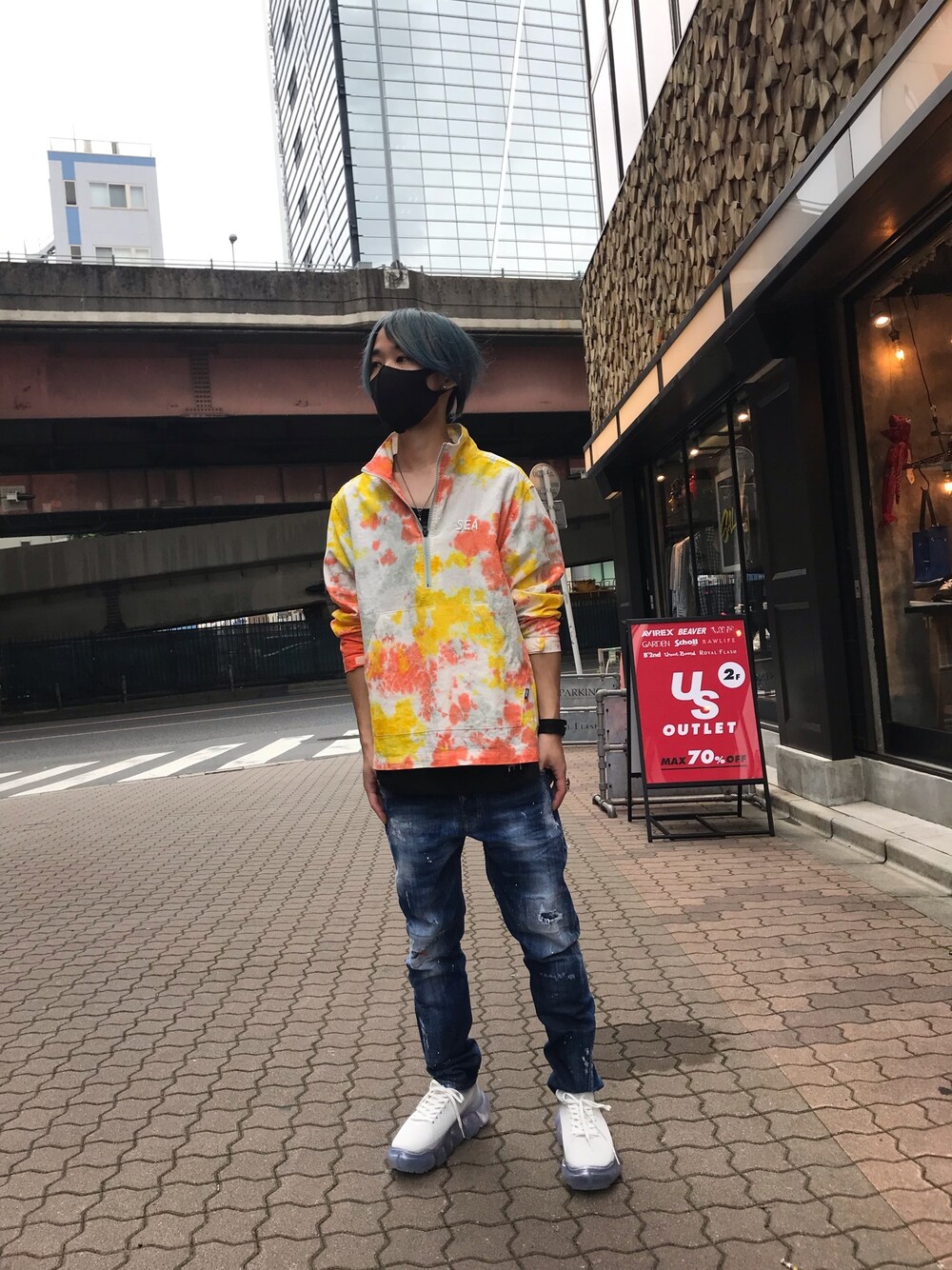 WINDANDSEA×MANASTASH　ブルゾン　XL　ハーフジップ　タイダイ WIND AND SEA（ウィンダンシー）の「WIND AND SEA × MANASTASH