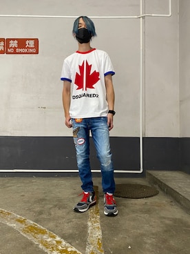 「DSQUARED2（ディースクエアード）のアイテム（トップス）」を使った、yoshiaki matsufujiさん（メンズ・165cm）の夏コーディネート