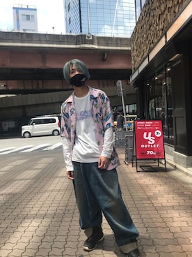 「ROYAL FLASH（ロイヤルフラッシュ）のアイテム（パンツ）」を使った、yoshiaki matsufujiさん（メンズ・165cm）の夏コーディネート