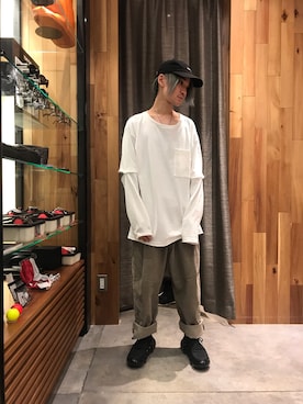 「ISAMU KATAYAMA BACKLASH（イサムカタヤマバックラッシュ）のアイテム」を使った、yoshiaki matsufujiさん（メンズ・165cm）の夏コーディネート
