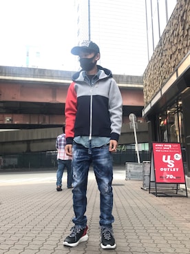 「DSQUARED2（ディースクエアード）のアイテム（帽子）」を使った、yoshiaki matsufujiさん（メンズ・165cm）の秋コーディネート