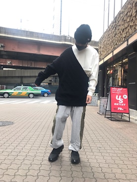 「ROYAL FLASH（ロイヤルフラッシュ）のアイテム（スニーカー）」を使った、yoshiaki matsufujiさん（メンズ・165cm）の秋コーディネート