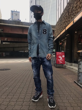「DSQUARED2（ディースクエアード）のアイテム（帽子）」を使った、yoshiaki matsufujiさん（メンズ・165cm）の秋コーディネート