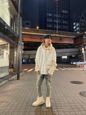 「ROYAL FLASH（ロイヤルフラッシュ）のアイテム（スニーカー）」を使った、yoshiaki matsufujiさん（メンズ・165cm）の冬コーディネート