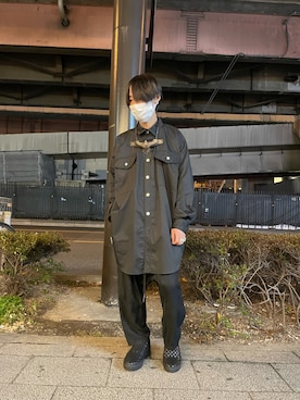 「ISAMU KATAYAMA BACKLASH（イサムカタヤマバックラッシュ）のアイテム（シューズ）」を使った、yoshiaki matsufujiさん（メンズ・165cm）の冬コーディネート