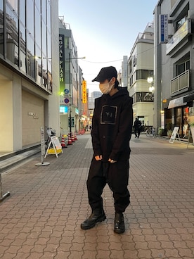 「ISAMU KATAYAMA BACKLASH（イサムカタヤマバックラッシュ）のアイテム（パンツ）」を使った、yoshiaki matsufujiさん（メンズ・165cm）の冬コーディネート