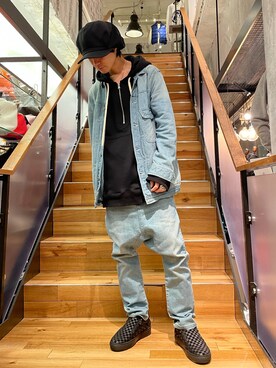 「ISAMU KATAYAMA BACKLASH（イサムカタヤマバックラッシュ）のアイテム（帽子）」を使った、yoshiaki matsufujiさん（メンズ・165cm）の春コーディネート