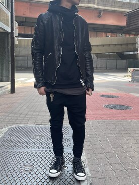 「ISAMU KATAYAMA BACKLASH（イサムカタヤマバックラッシュ）のアイテム（シューズ）」を使った、yoshiaki matsufujiさん（メンズ・165cm）の春コーディネート