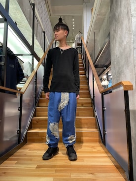 「ROYAL FLASH（ロイヤルフラッシュ）のアイテム（スニーカー）」を使った、yoshiaki matsufujiさん（メンズ・165cm）の春コーディネート