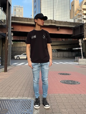 「ISAMU KATAYAMA BACKLASH（イサムカタヤマバックラッシュ）のアイテム（シューズ）」を使った、yoshiaki matsufujiさん（メンズ・165cm）の春コーディネート