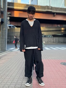 「ISAMU KATAYAMA BACKLASH（イサムカタヤマバックラッシュ）のアイテム（スニーカー）」を使った、yoshiaki matsufujiさん（メンズ・165cm）の春コーディネート