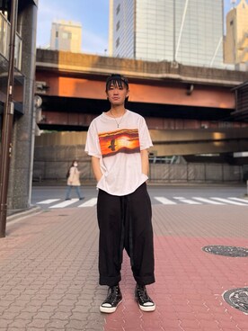 「ISAMU KATAYAMA BACKLASH（イサムカタヤマバックラッシュ）のアイテム（シューズ）」を使った、yoshiaki matsufujiさん（メンズ・165cm）の春コーディネート