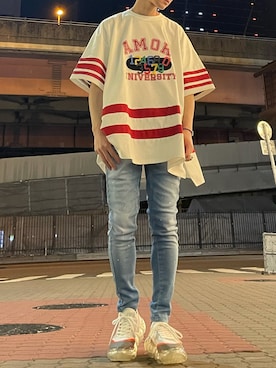 「amok（アモク）のアイテム」を使った、yoshiaki matsufujiさん（メンズ・165cm）の春コーディネート