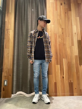 「muta（ムータ）のアイテム（キャップ）」を使った、yoshiaki matsufujiさん（メンズ・165cm）の春コーディネート