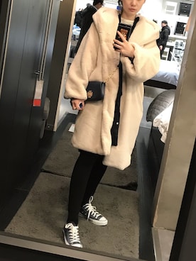 「one after another NICE CLAUP（ワンアフターアナザーナイスクラップ）のアイテム（ピーコート）」を使った、sophiaさん（レディース・162cm）の冬コーディネート